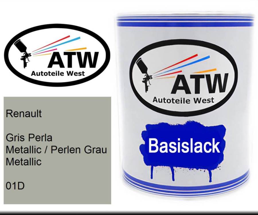 Renault, Gris Perla Metallic / Perlen Grau Metallic, 01D: 1L Lackdose, von ATW Autoteile West.